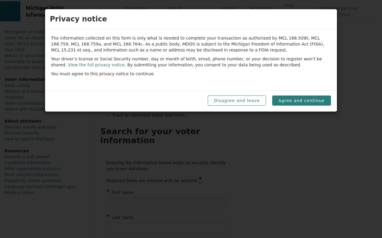 Northville Township residents directory Michigan voter information search route
