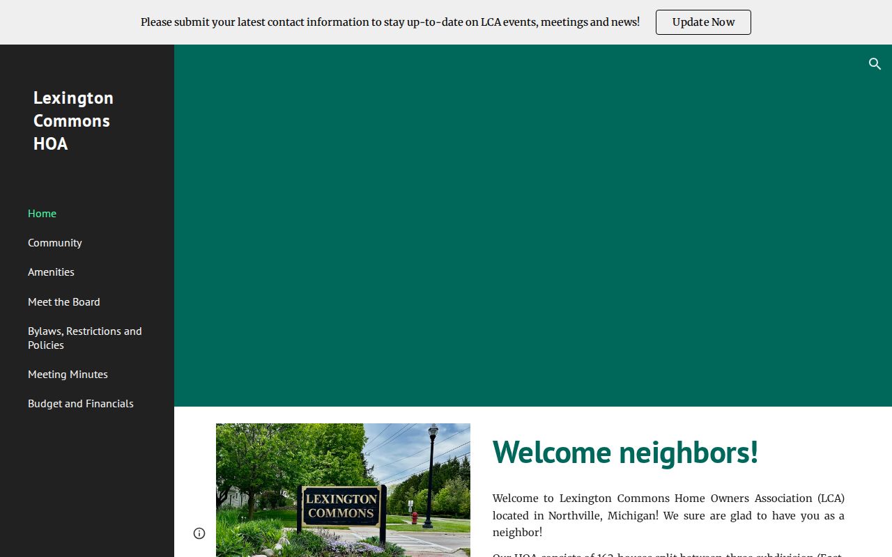 Northville Township neighbors source showing Lexington Commons Association public community information