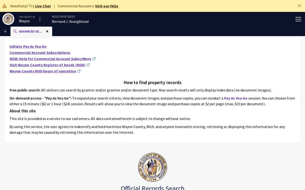 Northville Township street directory source showing Wayne County deed index search
