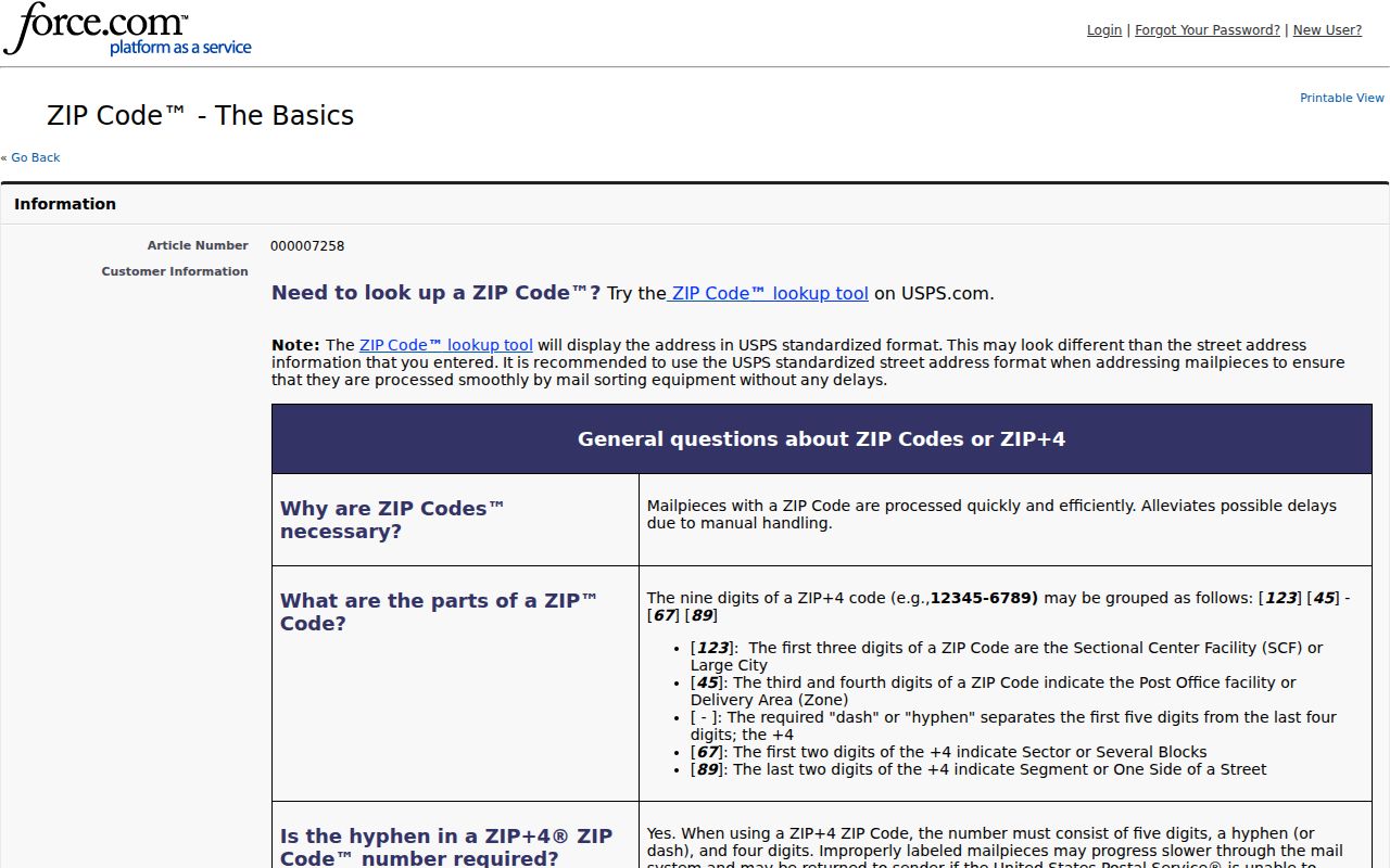 Northville Township ZIP code reference from USPS postal guidance